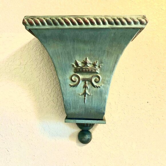 NWT ALEXANDRA'S ACCENTS Pair Regal Crown Motif Wall Sconces French Blue Copper - Picture 3 of 5